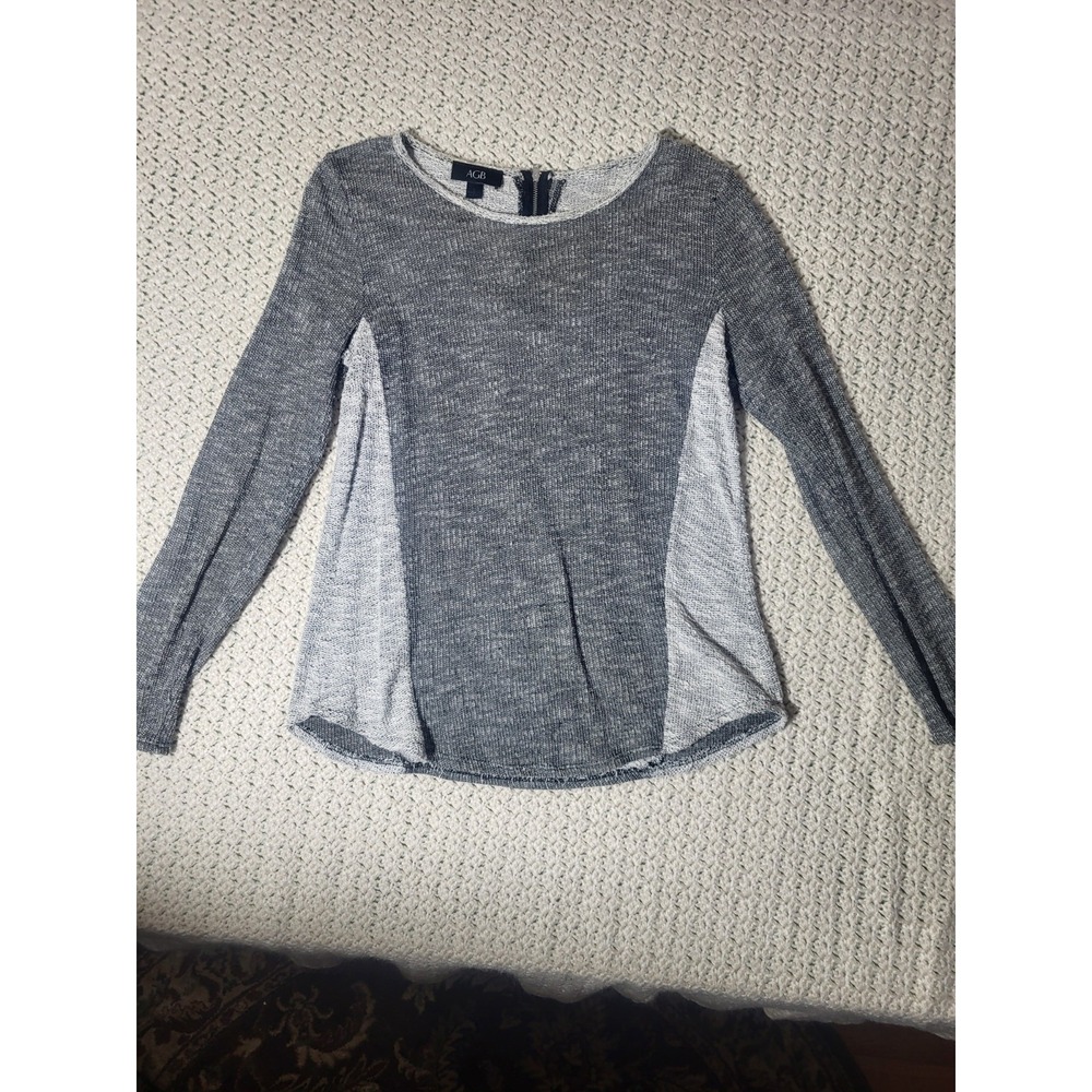 AGB Knit Top Womens Large Gray Excellent Space Dye Zipper Back A-Line Tunic